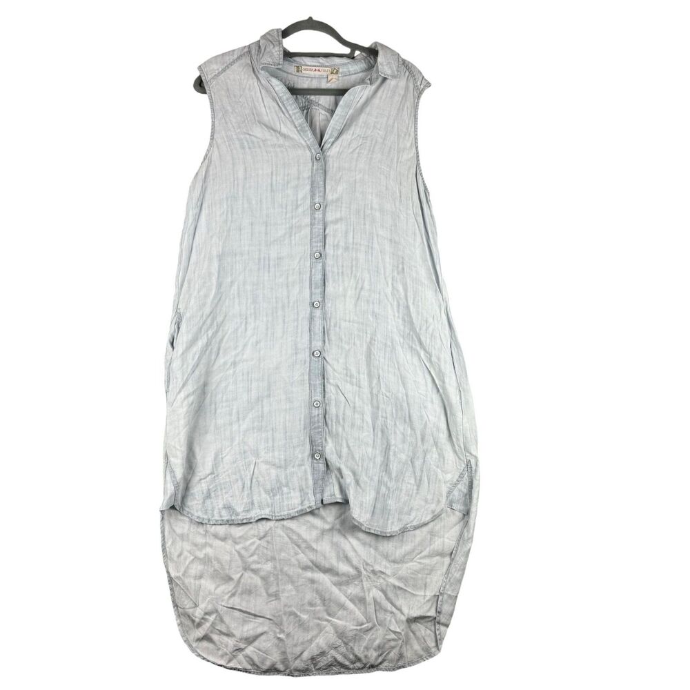 Chelsea & Violet Shirt Dress Women's Large Blue Chambray Button Front Pockets